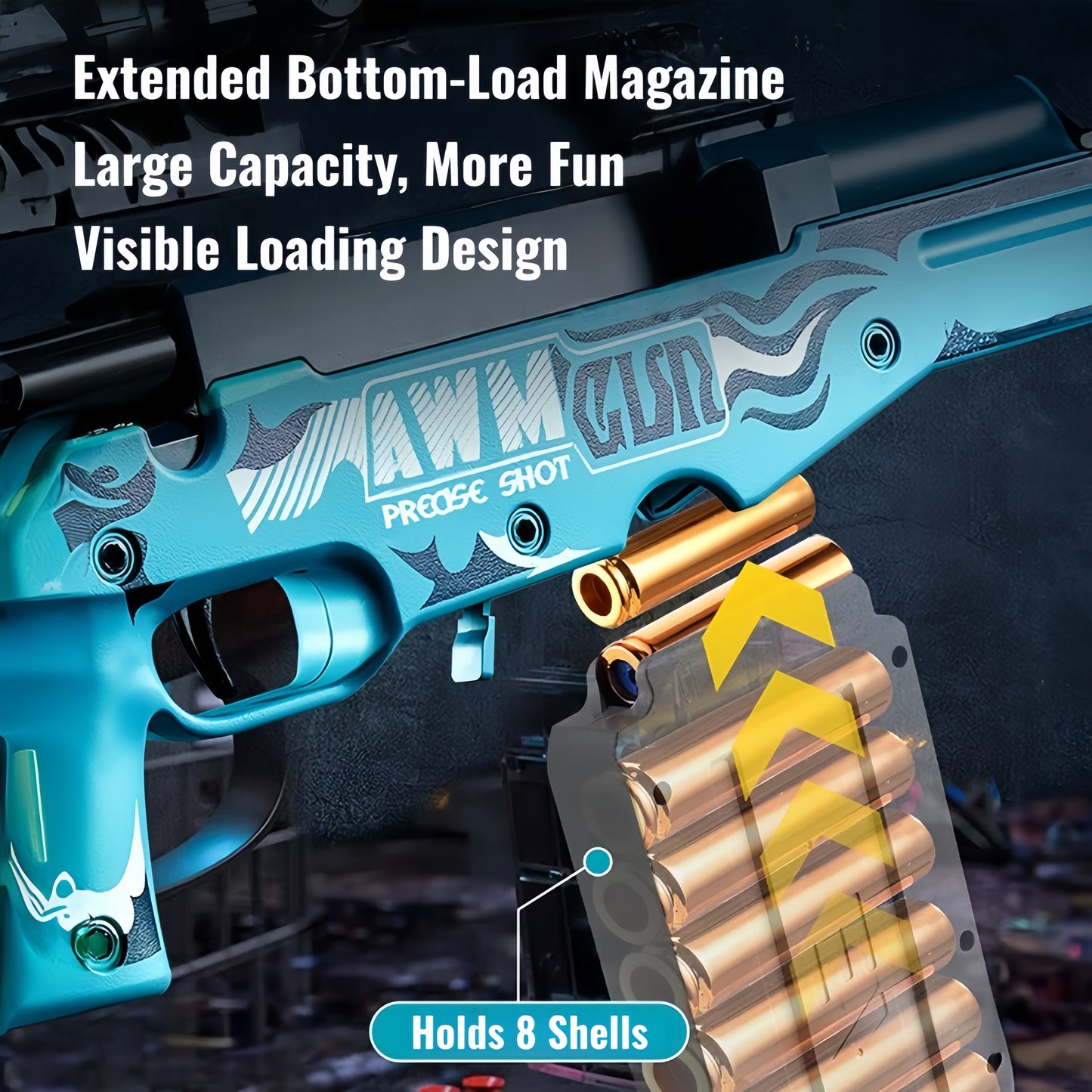 Large AWM Style Foam Dart Blaster Toy Scope Shell Ejection EVA Bullets Kids Gift