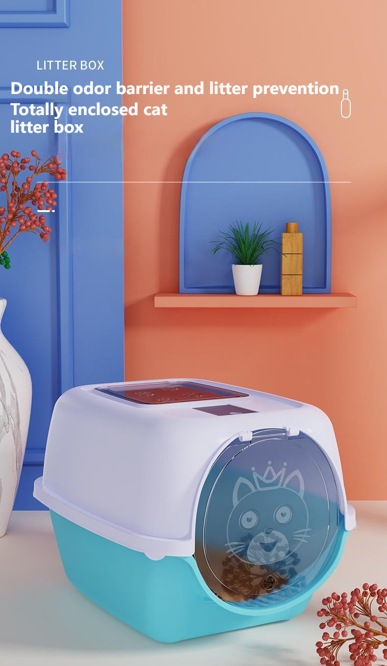large Cat Litter Box Toilet Fully Enclosed Detachable Pet Bedpan Send Shovel