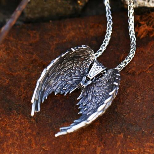 Retro Mix Theme Pendant Punk Vintage Angel Wing Pendant Biker Gift Necklace