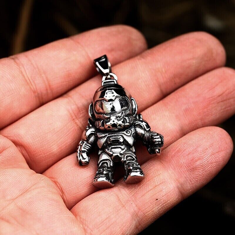 Unisex Mix Theme Fashion Retro Space Astronaut Pendant Titanium Stainless Steel Necklace