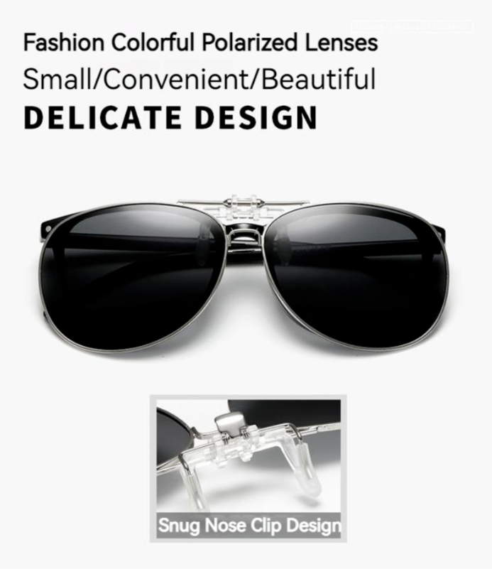 Unisex Polarized Flip-up Toad Style Metal Frame Sunglasses Clip-on Night Vision