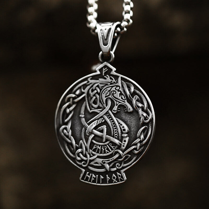 Retro Pendant Punk Vintage Cross Animal Totem Poker Pendant Biker Chain Necklace