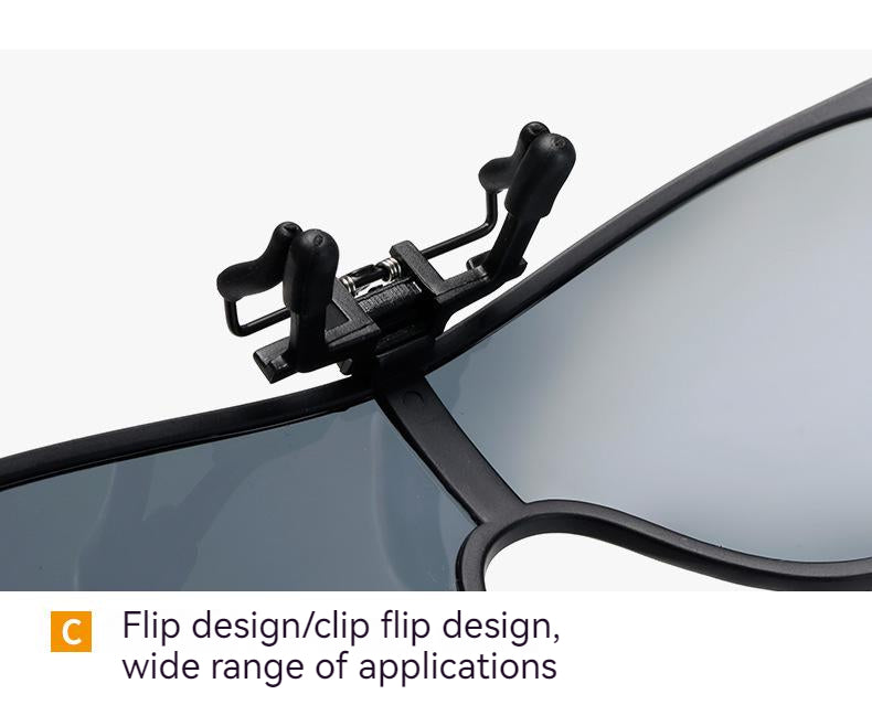 Unisex Fashion Flip Up Large Frame Sunglasses Clip On Polarized Multicolor Lens