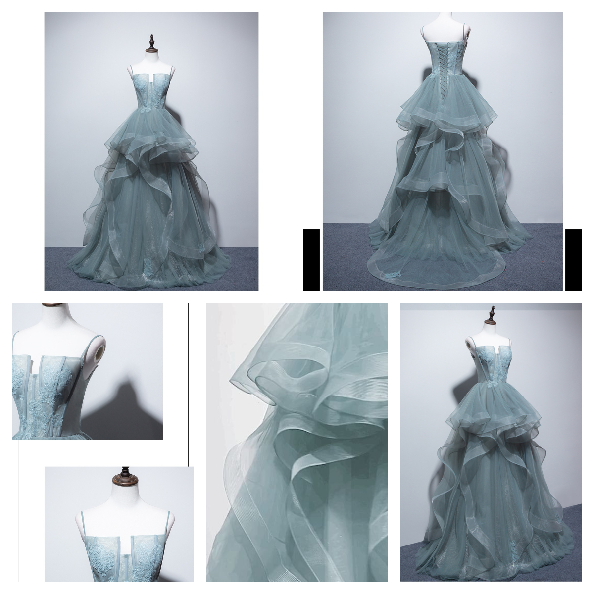 Women Formal Spaghetti Strap Wedding Dress Cold Shoulder Evening Dress