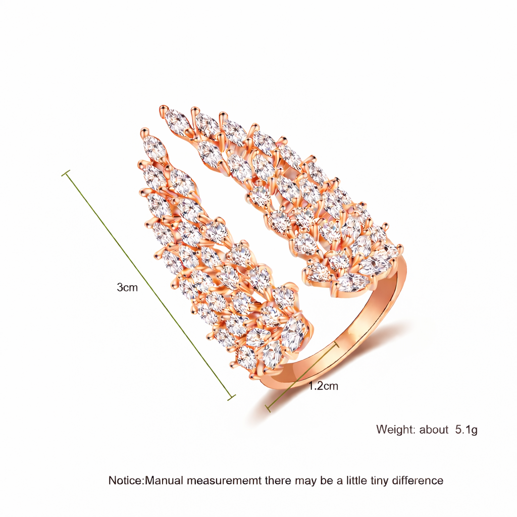 Women Sparkly Angel Wing Open Ring CZ Crystal Alloy Adjustable Rings Jewellery # R198