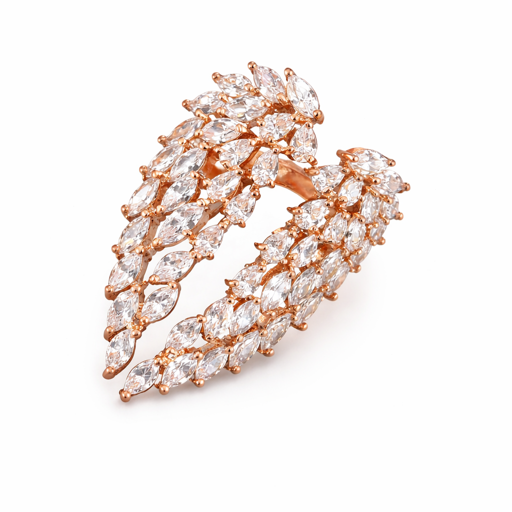 Women Sparkly Angel Wing Open Ring CZ Crystal Alloy Adjustable Rings Jewellery # R198