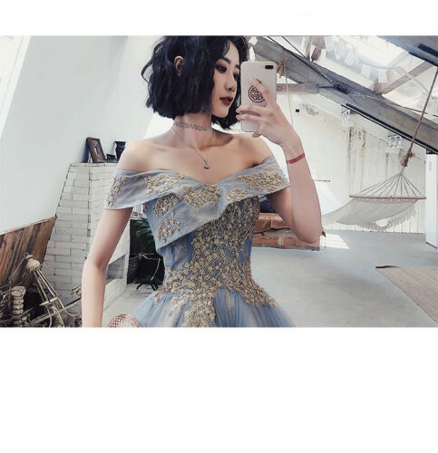 Women Off the shoulder Banquet Wedding Dress Cold Shoulder Evening Dress