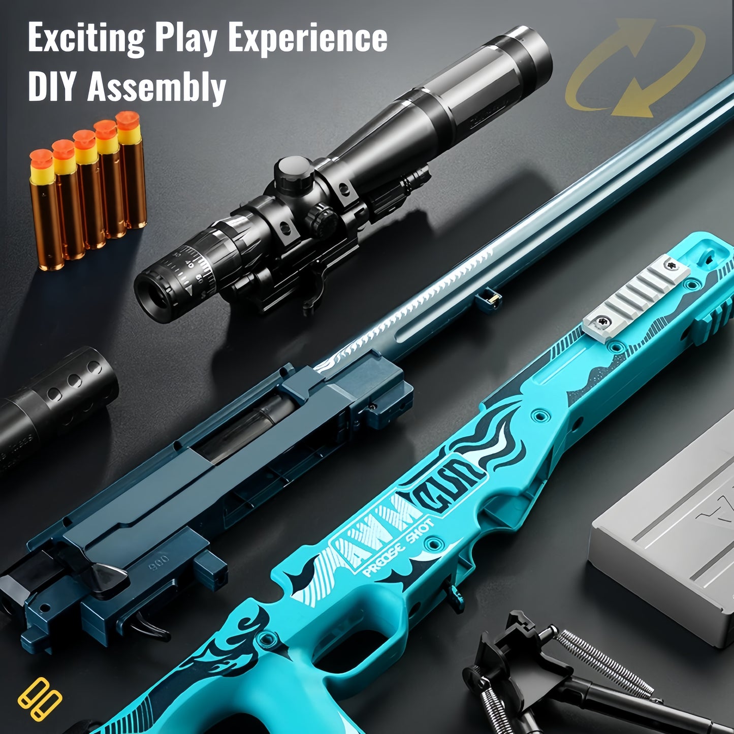 Large AWM Style Foam Dart Blaster Toy Scope Shell Ejection EVA Bullets Kids Gift