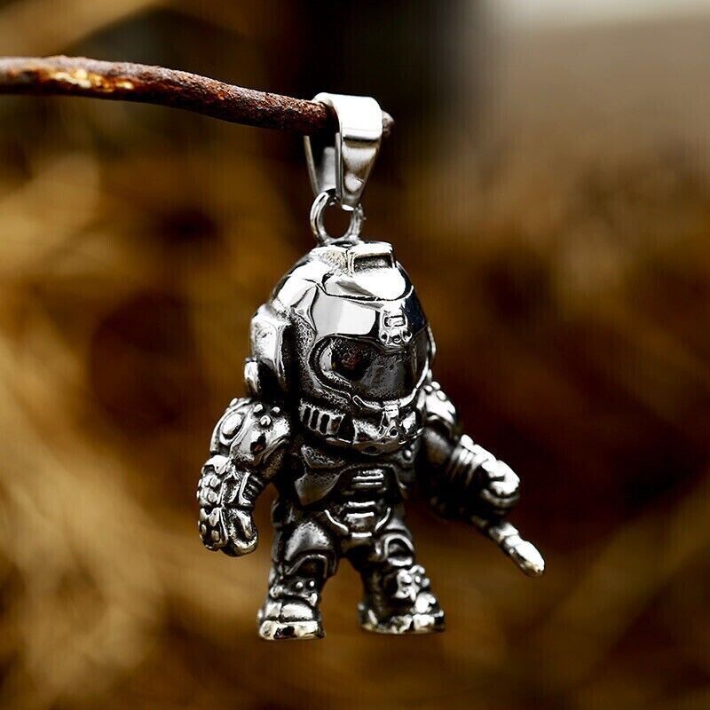 Unisex Mix Theme Fashion Retro Space Astronaut Pendant Titanium Stainless Steel Necklace
