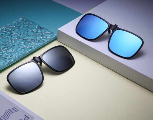New Unisex Box Shape Polarized UV400 Protection Clip On Flip Up Sunglasses