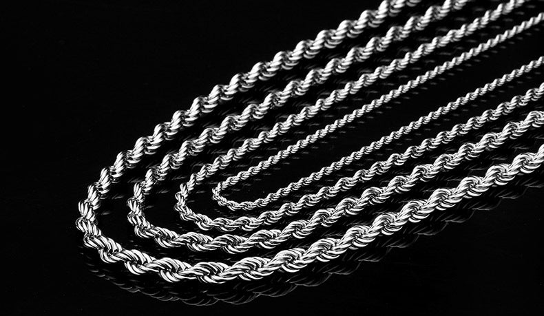 Basic Punk Stainless Steel Single Link Twisted Chain Necklace for Men Women