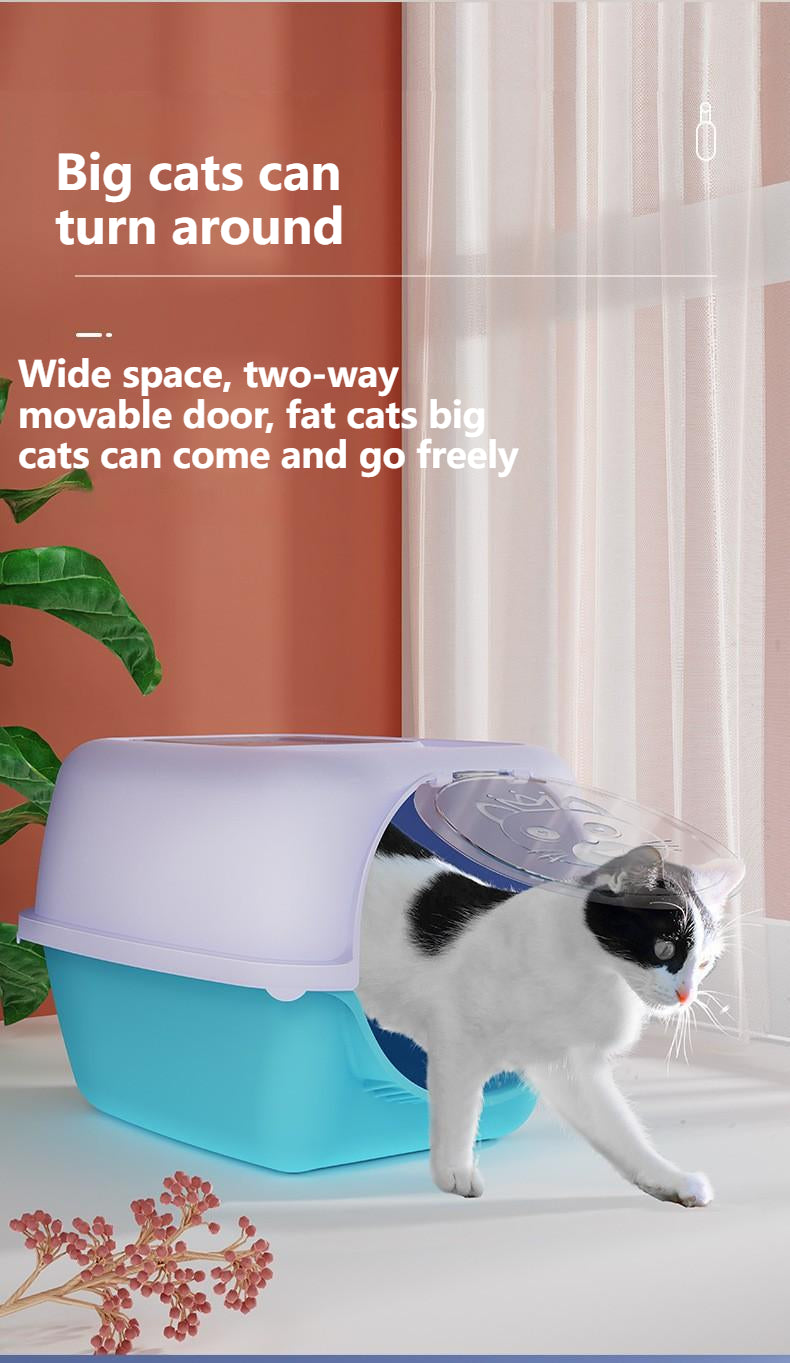 large Cat Litter Box Toilet Fully Enclosed Detachable Pet Bedpan Send Shovel
