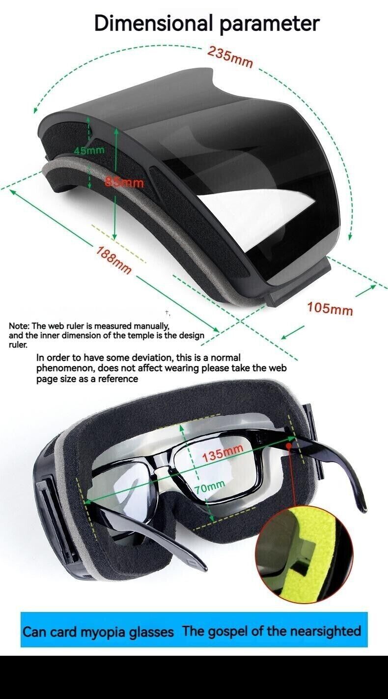 Unisex Anti-fog Sunglass Columnar Double Layer UV Protective Ski Snow Goggles