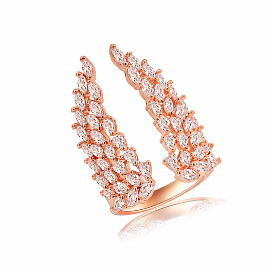 Women Sparkly Angel Wing Open Ring CZ Crystal Alloy Adjustable Rings Jewellery # R198