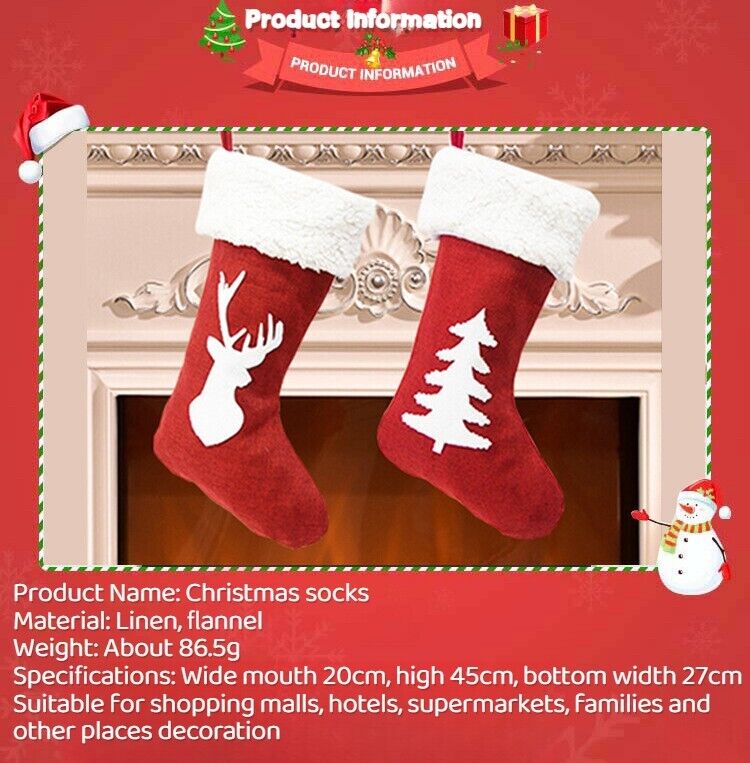 Christmas Stocking Santa Claus Present Bag Home Party Festivals Ornament Gifts