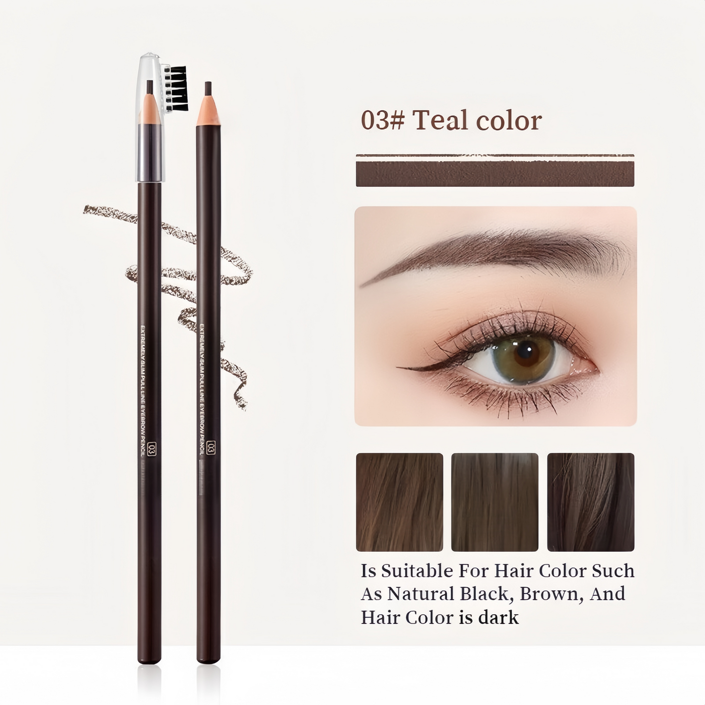 2mm Ultra Slim Eyebrow Pencil Waterproof Long-Lasting Peel String Refill - 6 Colour Options