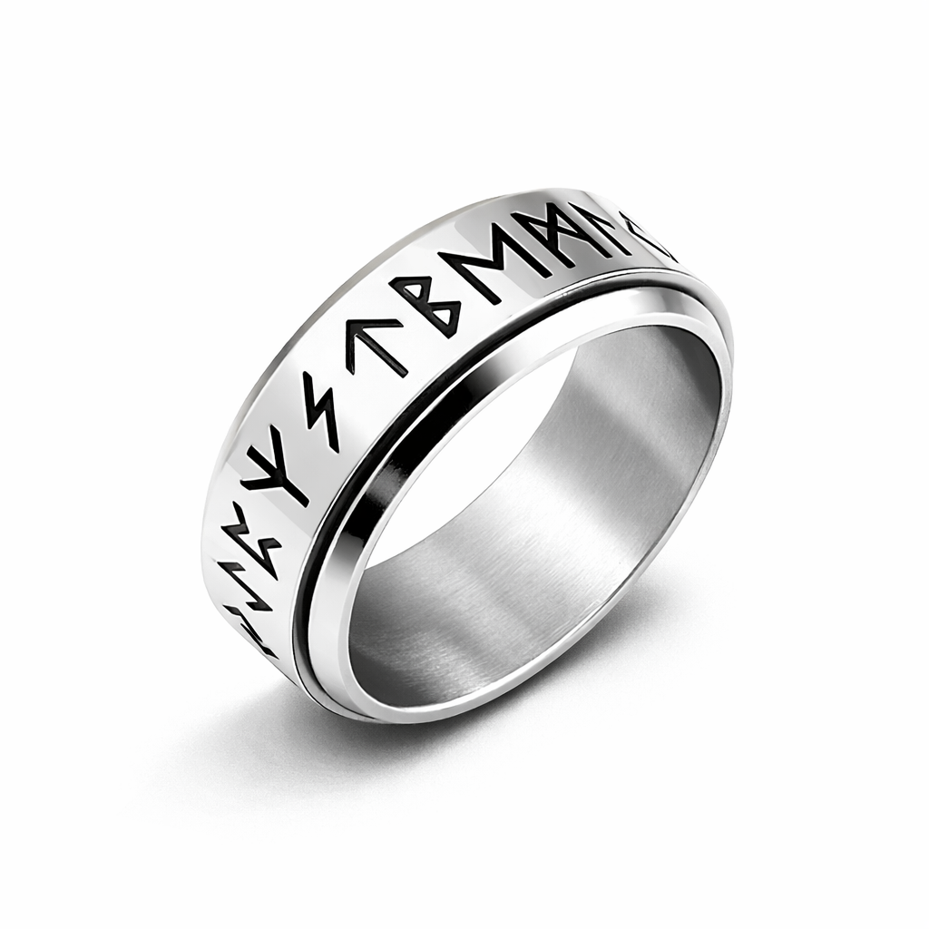 Viking Nordic Rune Spinner Ring Rotating Fidget Anxiety Stress Relief Norse Band # R421