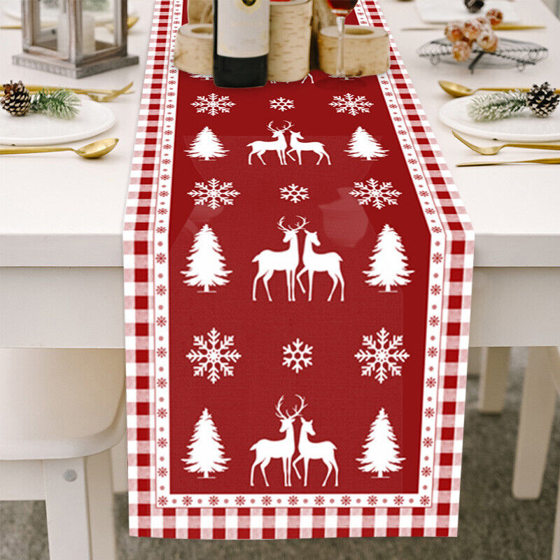 Christmas Tables Runner Tablecloth Home Dinning Table Flag Xmas Decor Cotton Lin