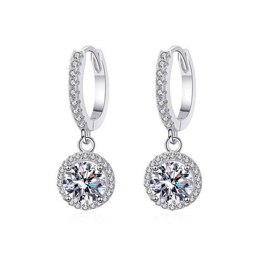 1–3CT Moissanite Hoop Drop Earrings 925 Sterling Silver Brilliant Cut Women Gift