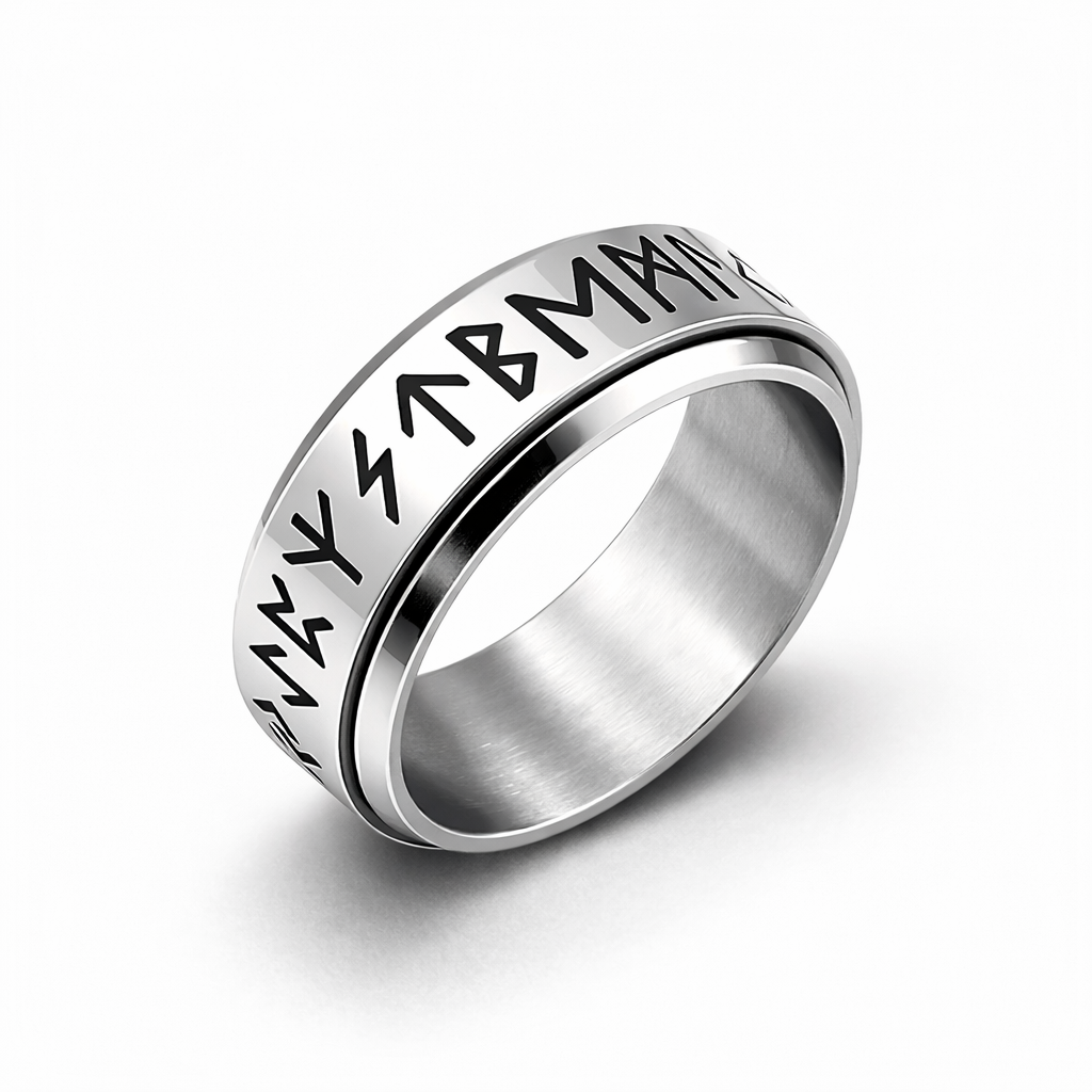Viking Nordic Rune Spinner Ring Rotating Fidget Anxiety Stress Relief Norse Band # R421