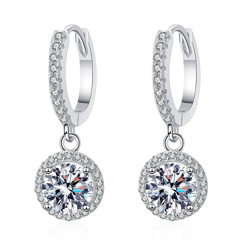 1–3CT Moissanite Hoop Drop Earrings 925 Sterling Silver Brilliant Cut Women Gift