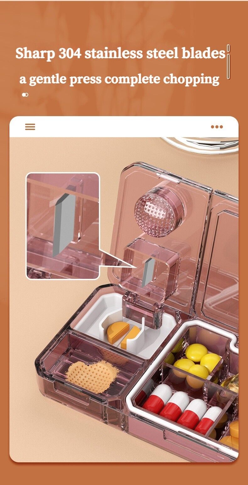 Portable Mini 3 In 1 Multifunctional Medicine Cutting Grinder Pill Dispenser Box
