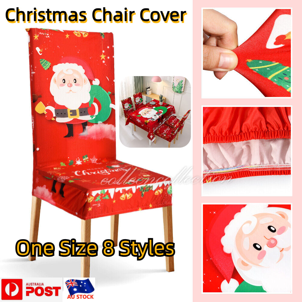 Christmas Dining Chair Covers XMAS Party Decorations Santa Claus Seat Cover