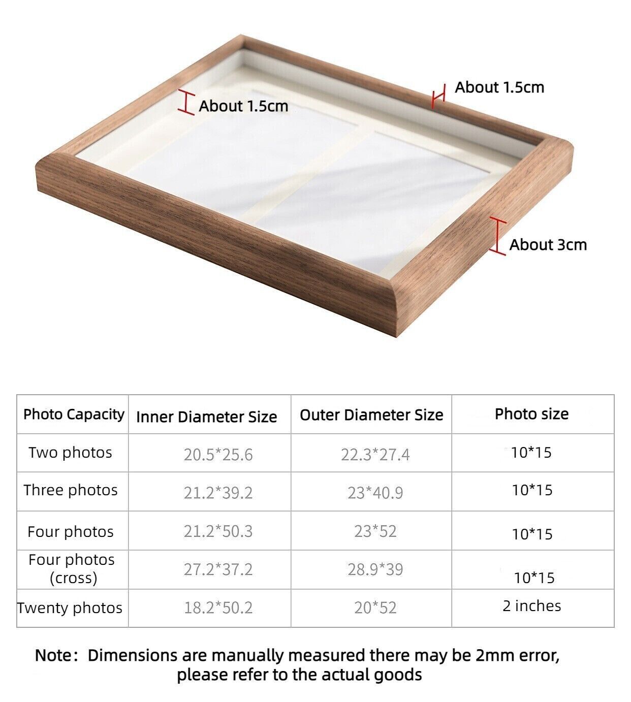 Collage Multiphoto Multihole Gallery Picture Photo Frame White Oak Coffee Color