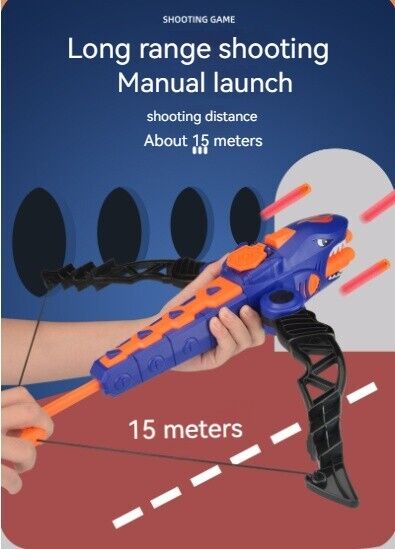 Children's Shark Bow Arrow Game Manual Rapid-Fire Soft Dart Shooting Toy Set
