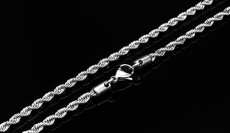 Basic Punk Stainless Steel Single Link Twisted Chain Necklace for Men Women