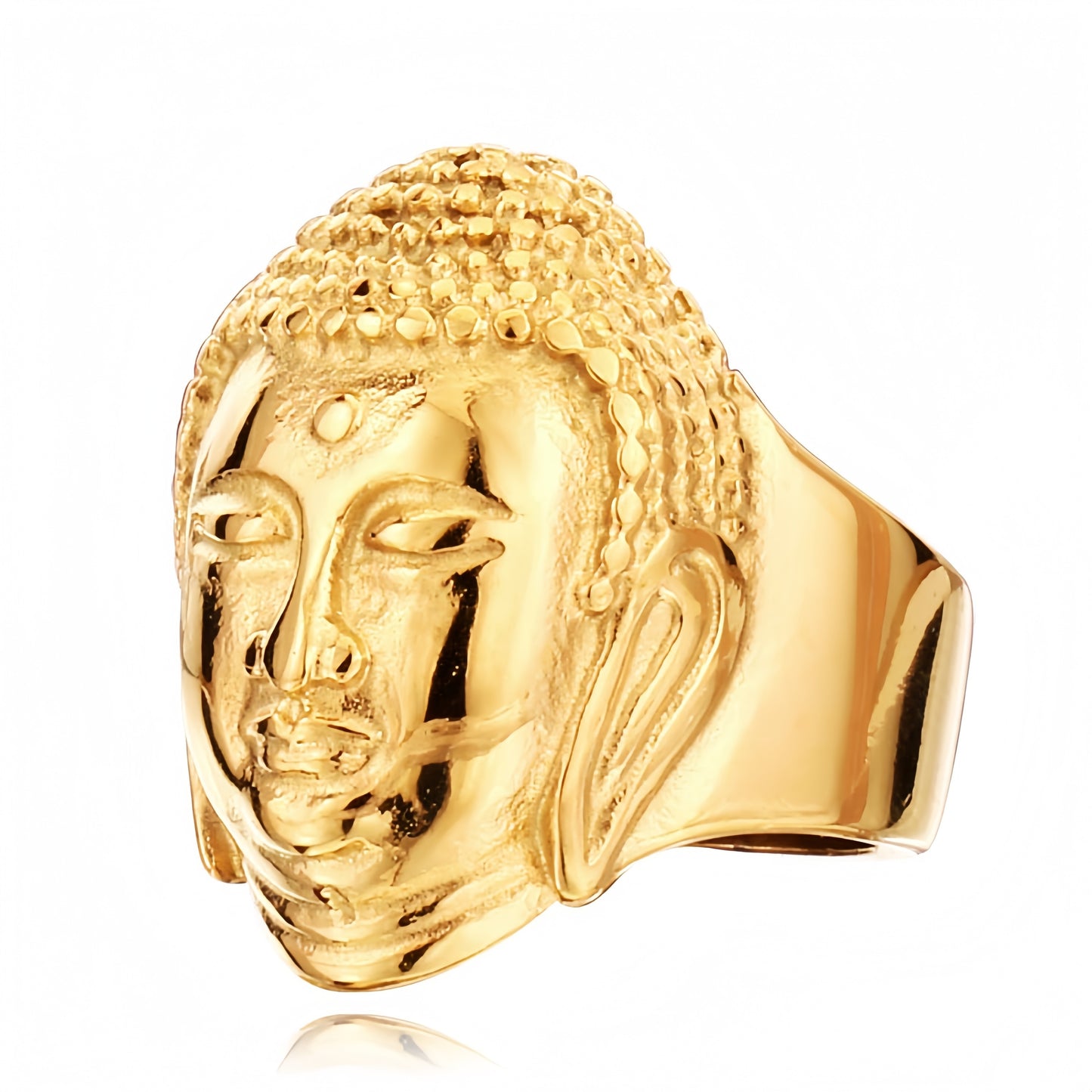 Men Buddha Head Ring Vintage Shakyamuni Religious Buddhist Statement Jewelry Gift # R90
