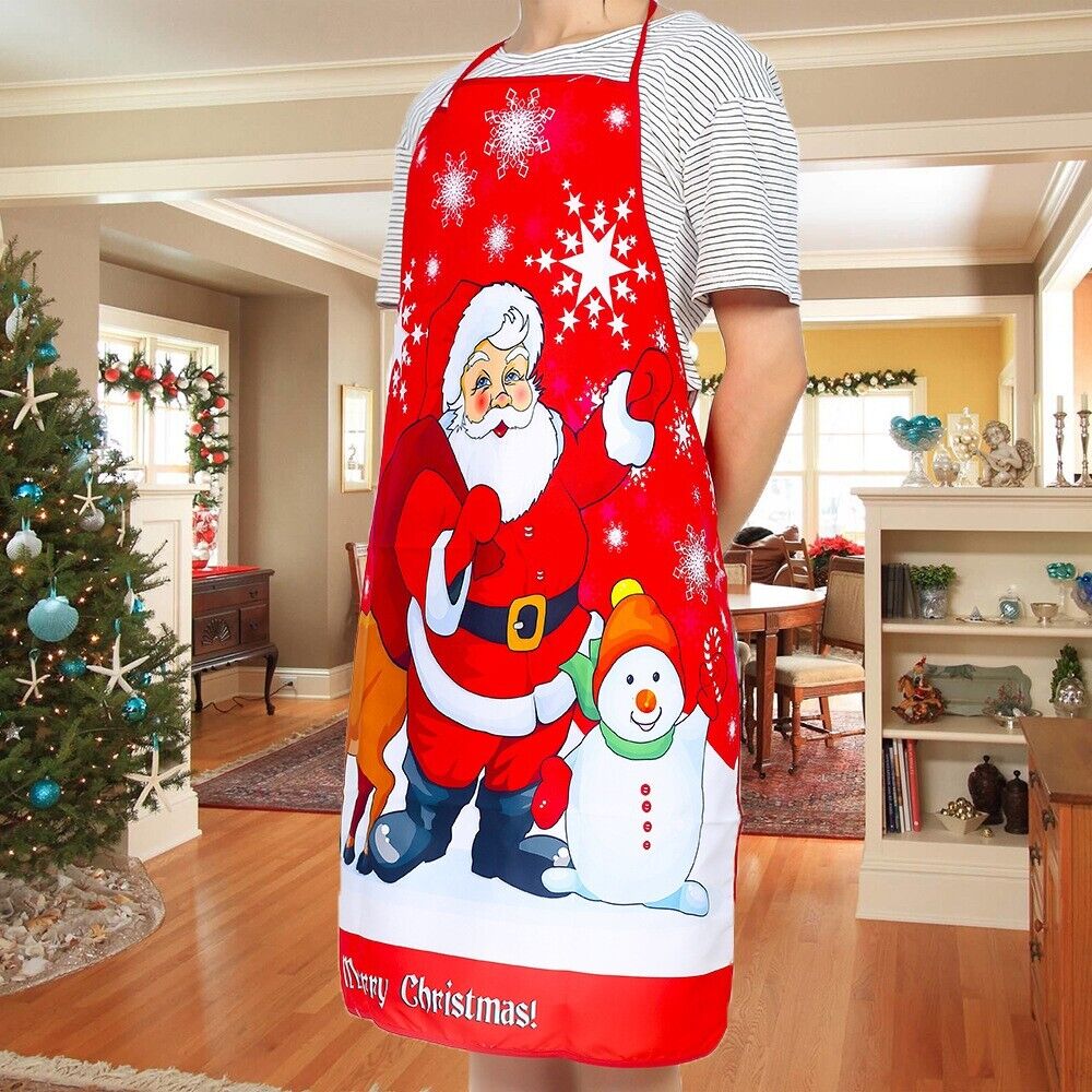 Christmas Festive Decorations Fabric Printed Snowman Xmas Apron Party Ambiance