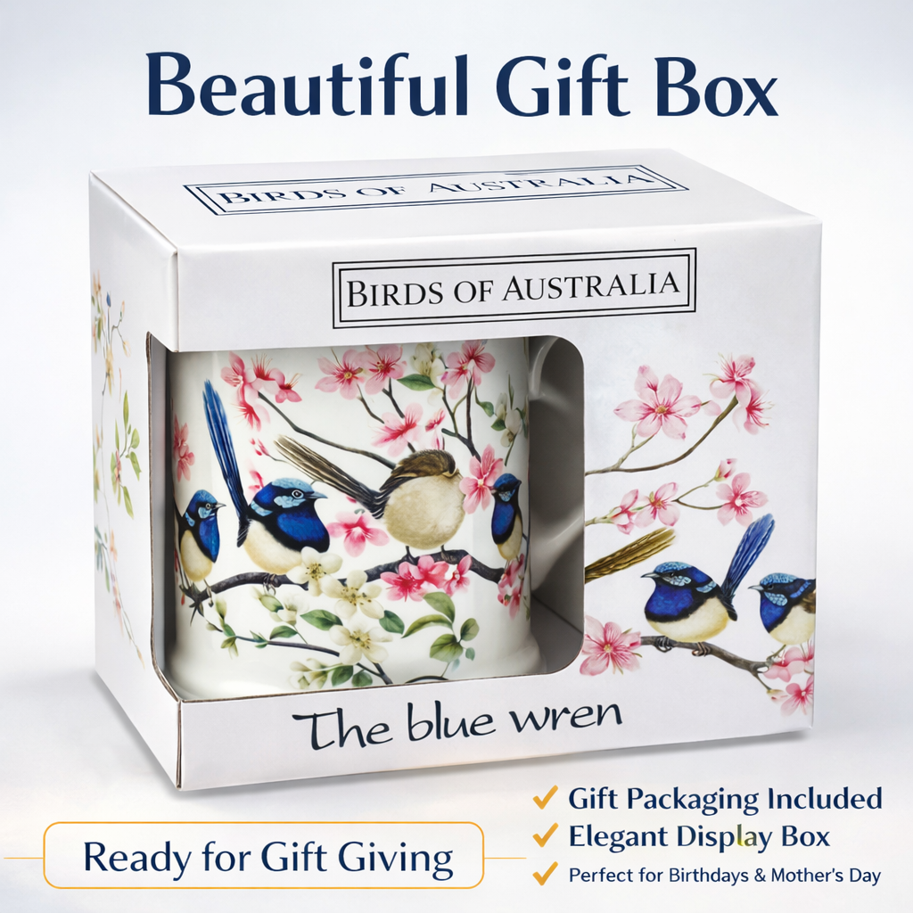 Australian Blue Wren Porcelain Mug Tea Coffee Cup Bird Lover Gift 415ml Birthday