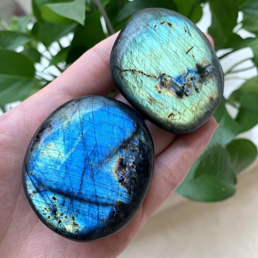 Natural Raw Blue Moonstone Labradorite Yoga Hot Compress Stone Mineral Specimen
