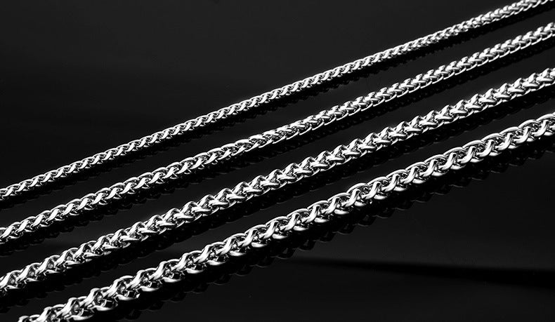 Basic Punk Stainless Steel Single Link Wheat Chain Necklace for Men Women