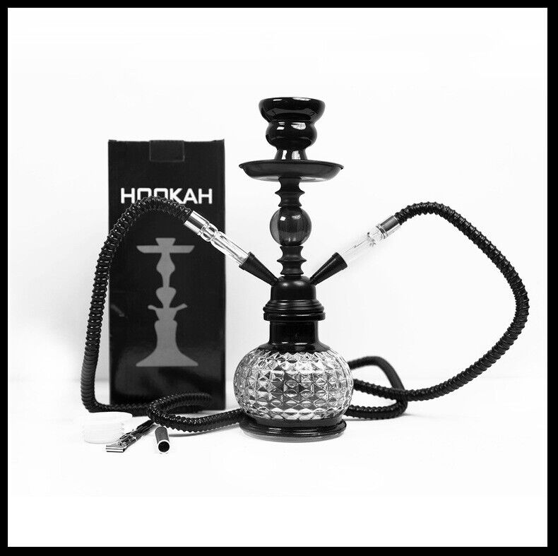 Traditional Gift Collectible 2 Hose Premium Shisha Hookah Complete Set Black