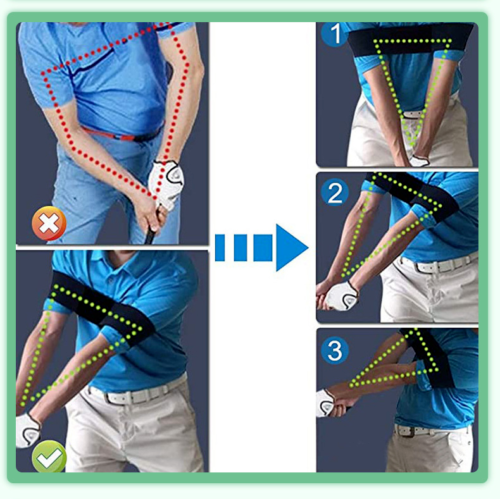 New Golf Swing Training Aid Arm Band Posture Motion Correction Practicing Black