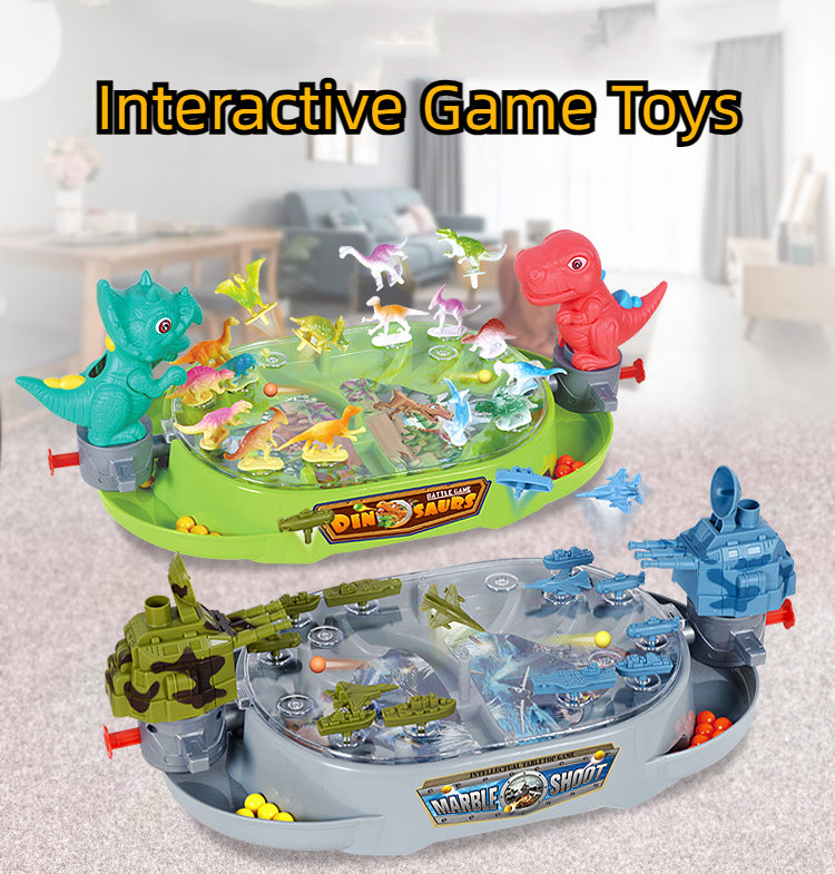 BOY Catapult Marble Toy Dinosaur Battle Board Play Double Game Naval Battle Game