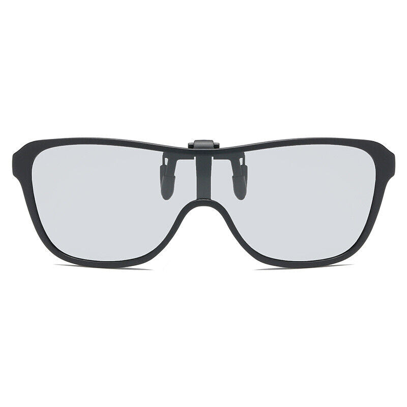 Unisex Fashion Flip Up Large Frame Sunglasses Clip On Polarized Multicolor Lens