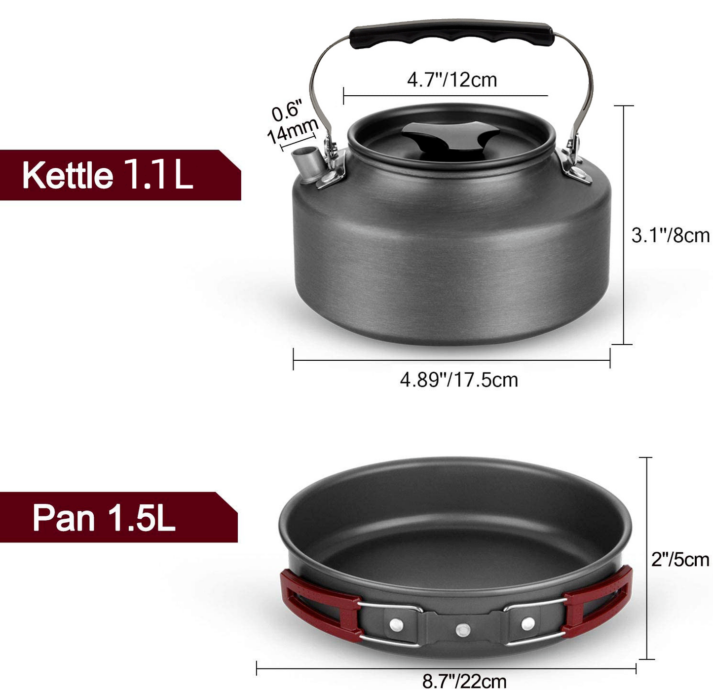 Outdoor Cup Plates Pan Burning Kettle Teapot Set Camping Cookware Picnic Tool
