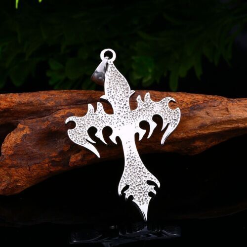 Unisex Mix Theme Retro Flame Cross Titanium Steel Pendant Simple Fashion Necklace