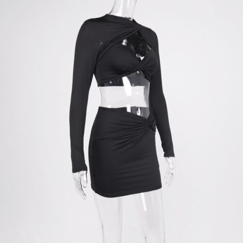 Sexy Women Milk Fiber Hollow Package Hip Skirt Fashion Short Skirt Set Of Two