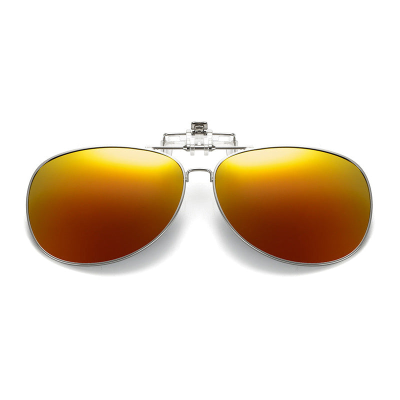 Unisex Polarized Flip-up Toad Style Metal Frame Sunglasses Clip-on Night Vision