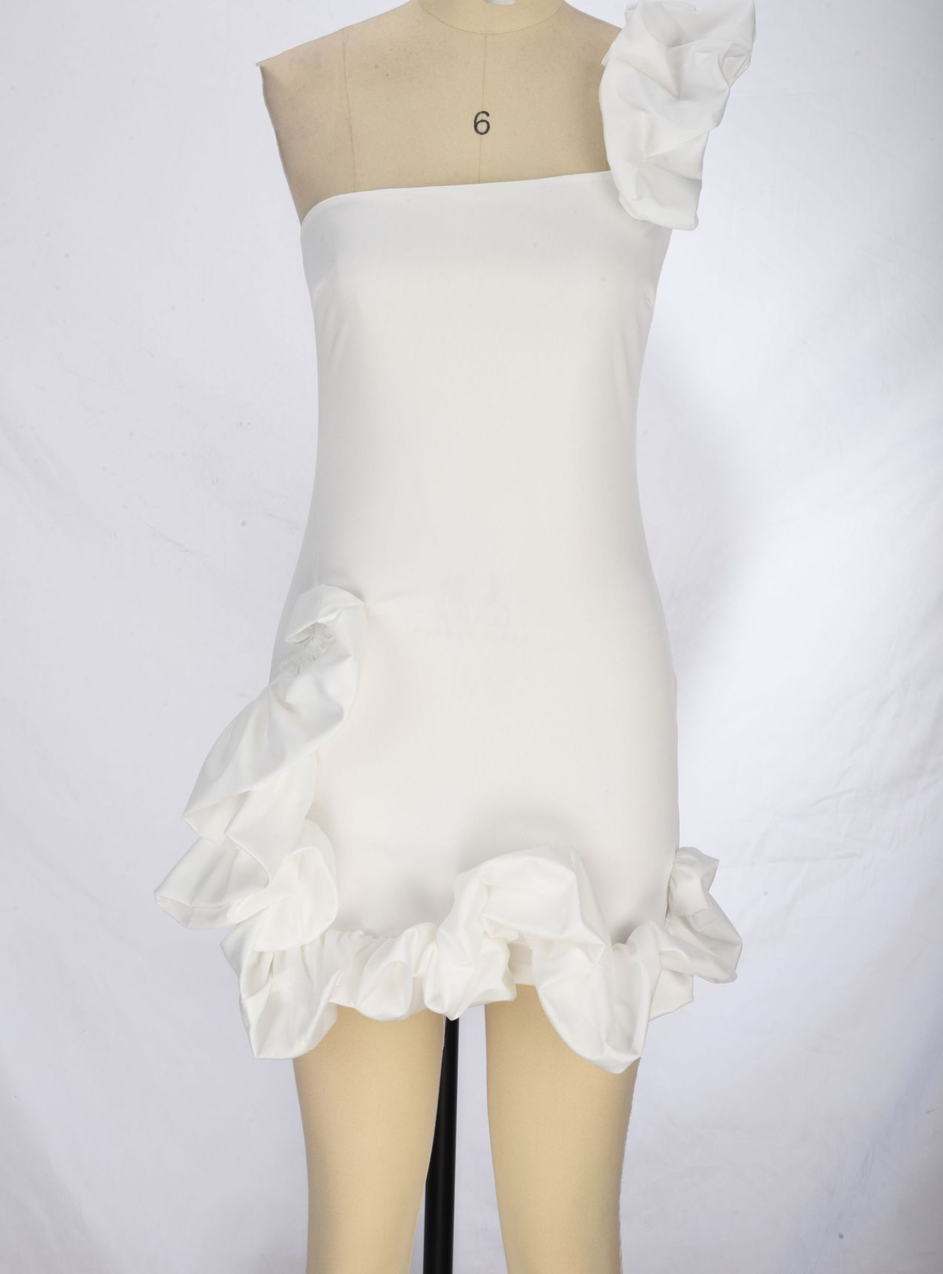 Sexy Women's Dress Ruffled Flower Bud Waist One Shoulder Wipe Chest Hip Dress