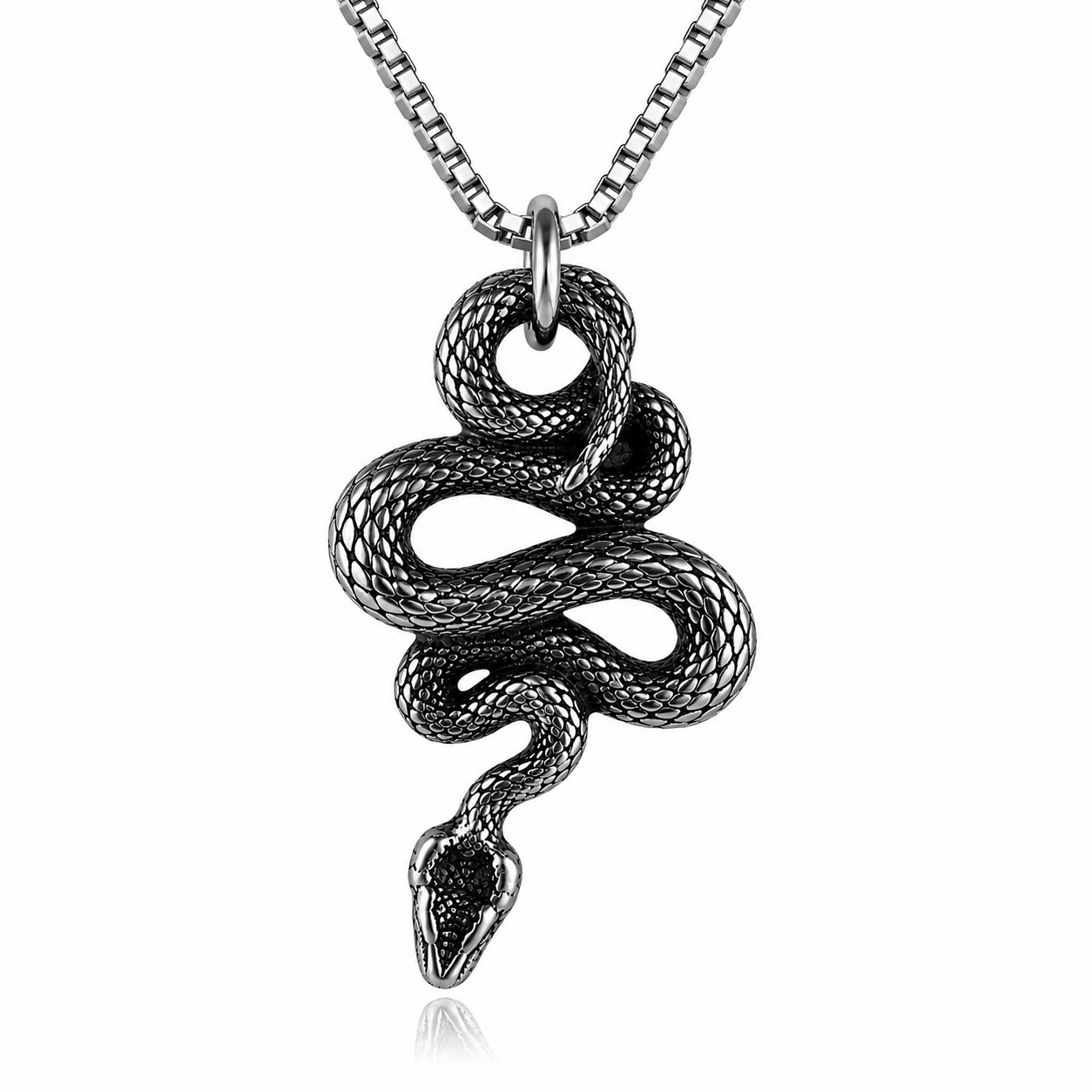Gothic Snake Pendant Necklace Stainless Steel Serpent Biker Necklace Jewelry Chain Gift #PN0010