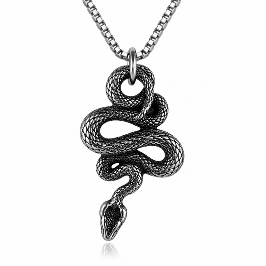 Gothic Snake Pendant Necklace Stainless Steel Serpent Biker Necklace Jewelry Chain Gift #PN0010