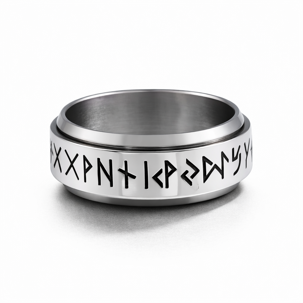 Viking Nordic Rune Spinner Ring Rotating Fidget Anxiety Stress Relief Norse Band # R421