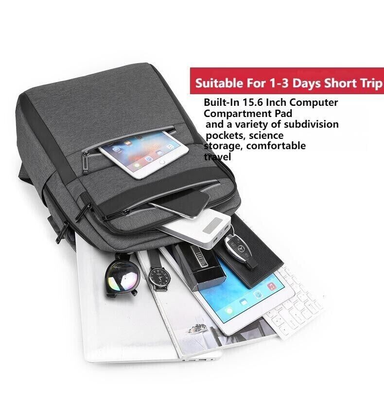 Unisex Waterproof Double Shoulder Backpack USB Sports Travel Bag Laptop Bag