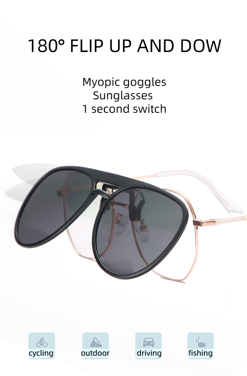 New Unisex Polarized UV400 Protection Driving Fishing Clip On Flip Up Sunglasses
