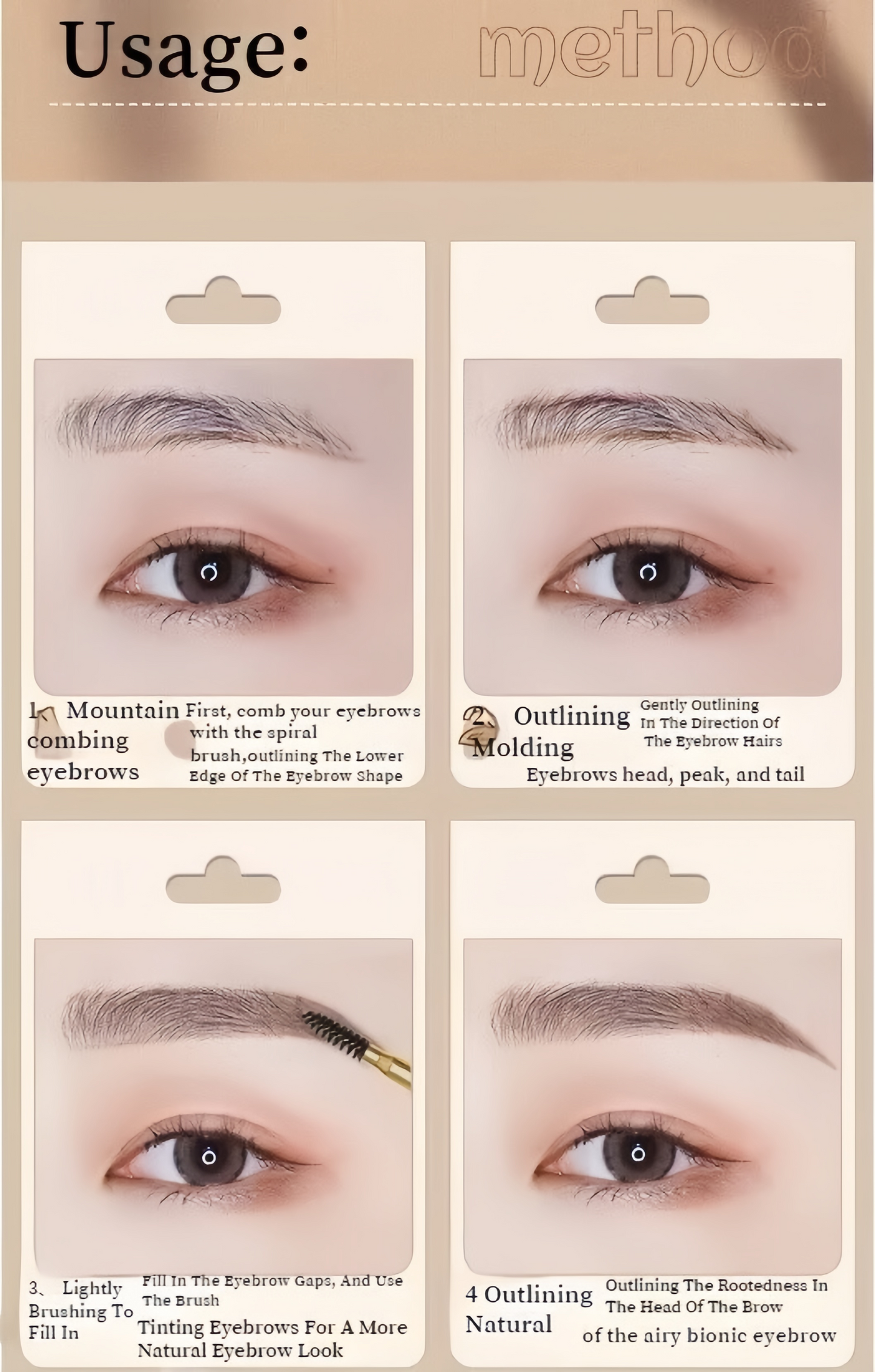 Waterproof Knife Shape Eyebrow Pencil & Spoolie Brush Natural Finish Brow Makeup